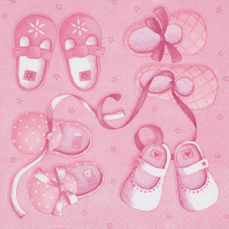 Tovaglioli Nascita Bimba Scarpe Rosa 20pz