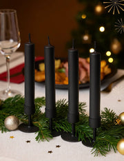 Set 4 Portacandele In Ferro Nero 9cm