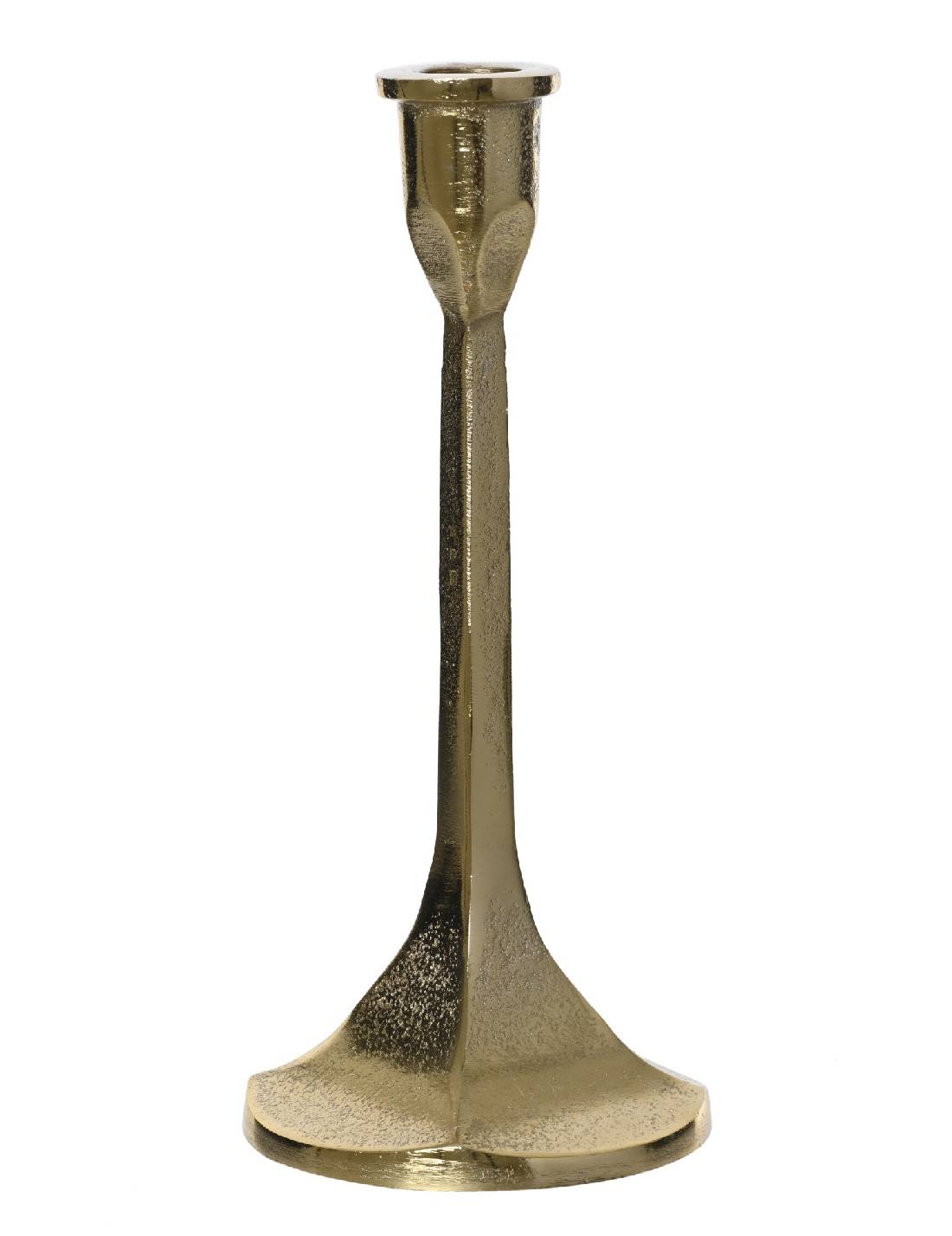Portacandela Natalizio In Alluminio Oro 23cm