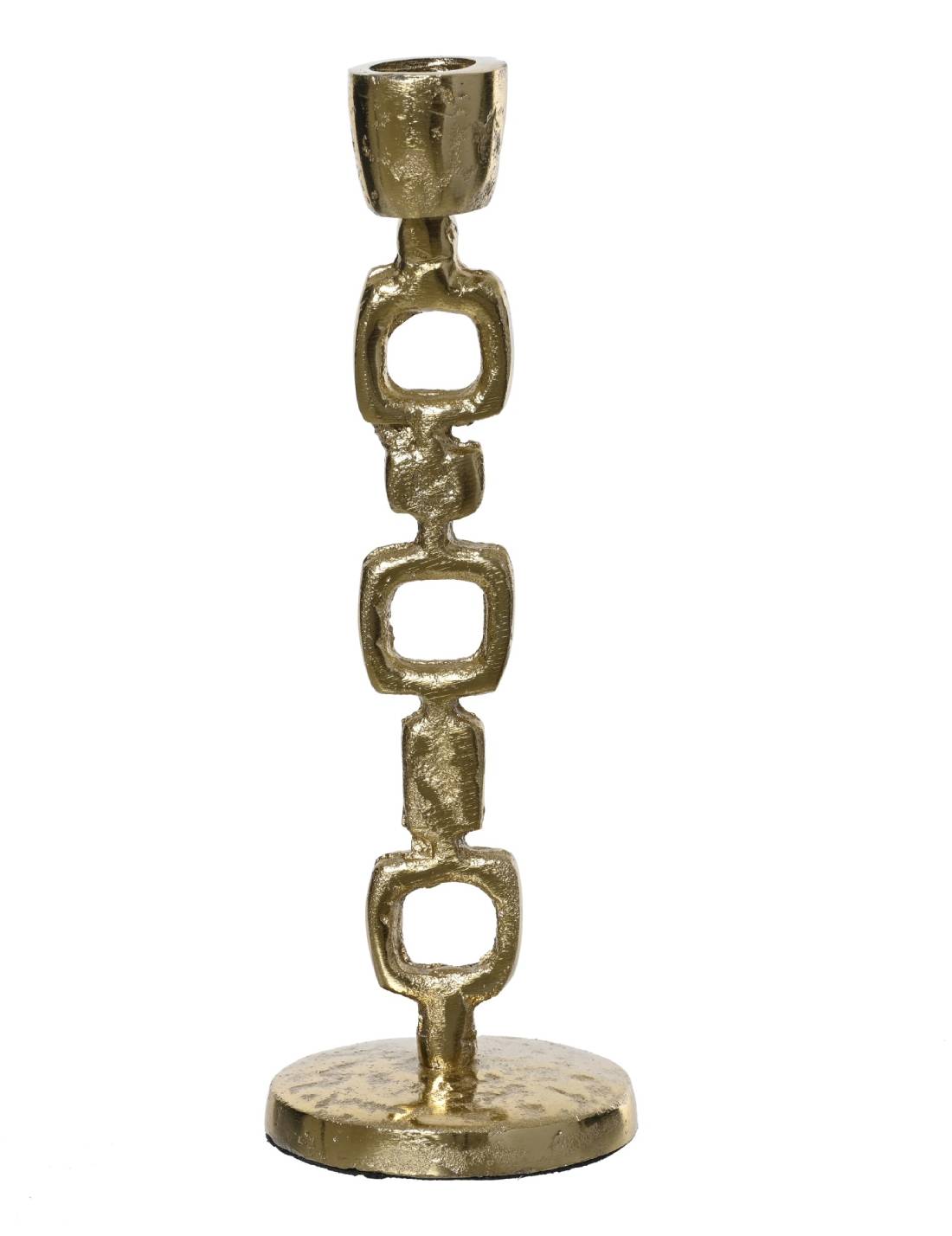 Portacandela Natalizio In Alluminio Catena Oro 24cm