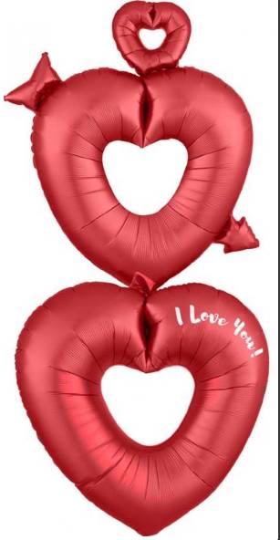 Palloncino Doppio Cuore Satinato Rosso 63" 160cm