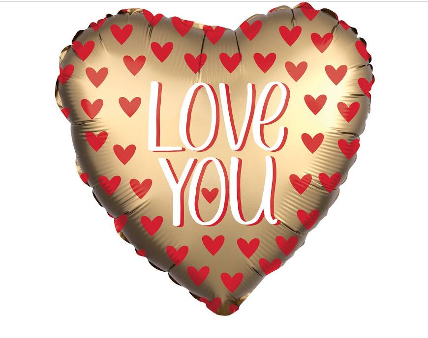 Palloncino Foil Cuore Sagomato Oro "Love You" 18" 45cm