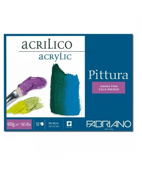 Album Blocco Pittura Fabriano Acrilico Grana Fina 30x40cm 400g/m² 10 Fogli