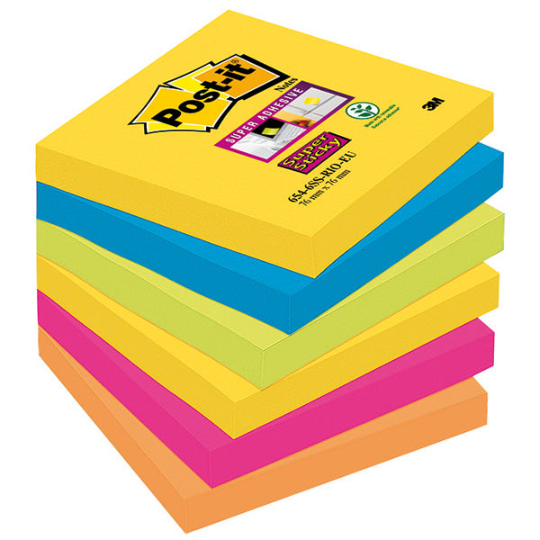 Post-It Bigliettini Adesivi Super Sticky 76x76mm 6 Blocchi 90 Fogli Color Rio De Janeiro
