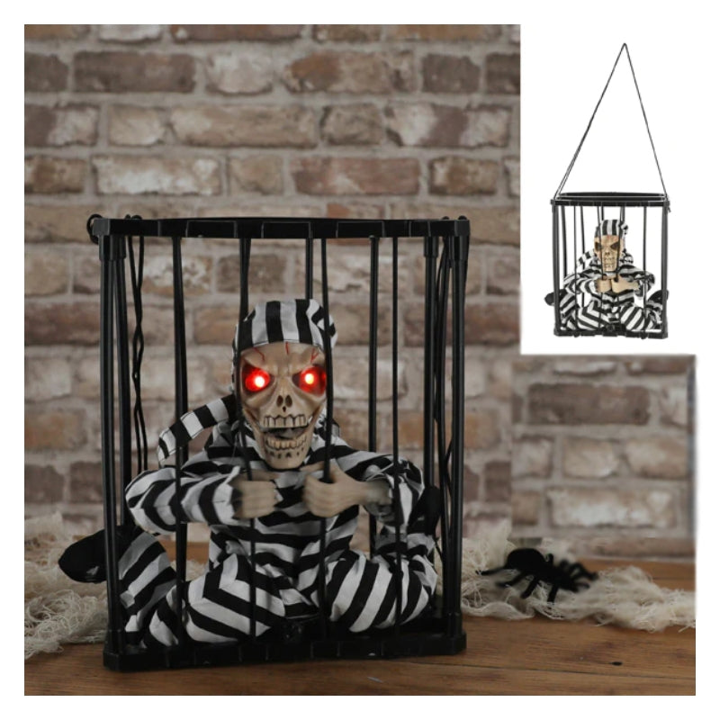 Decorazione Di Halloween Prigioniero Animato Con Suoni E Luci 28cm