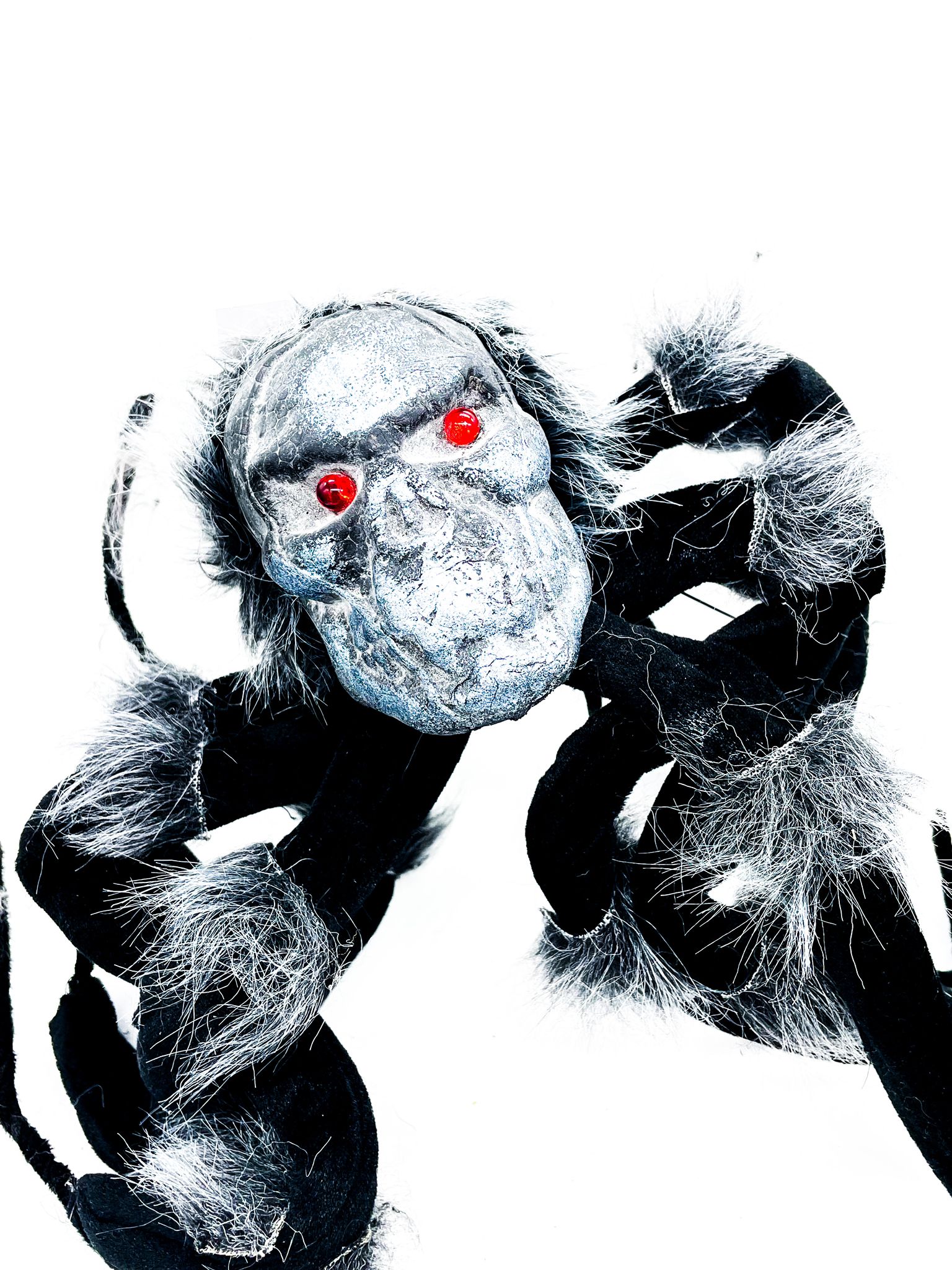 Teschio Ragno Peloso Con Occhi Luminosi Ornamenti Halloween