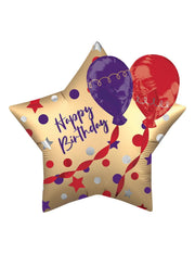 Multi Palloncino Metalfoil Stella Happy Birthday 28" 71cm