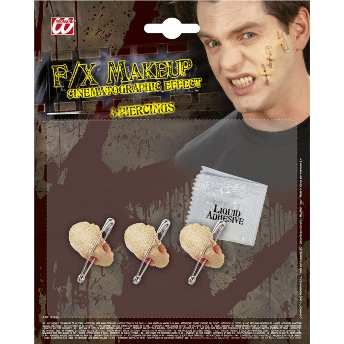 Maschera Halloween/Carnevale Set da 3 Piercings Con Colla