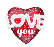 Palloncino Foil Pois Cuore Sagomato "Love You" 36"