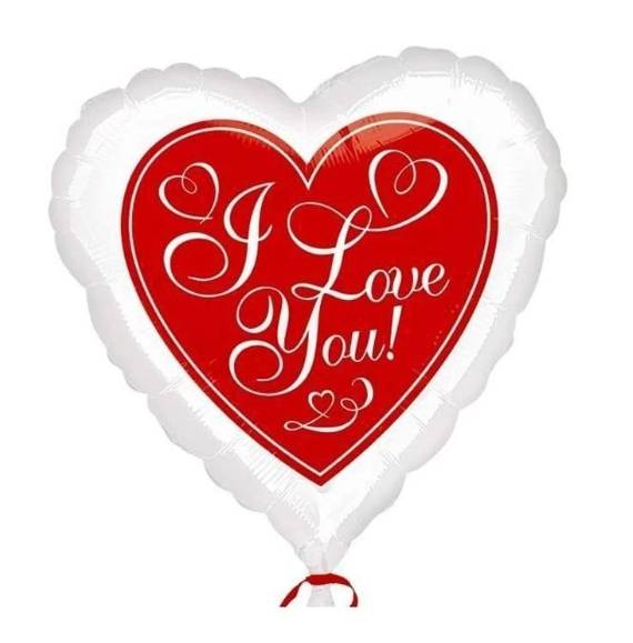 Palloncino Sagomato Cuore Bianco e Rosso "I Love You" 43cm