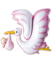Palloncino Per Feste Nascita Cicogna Girl 52" 106cm Mylar