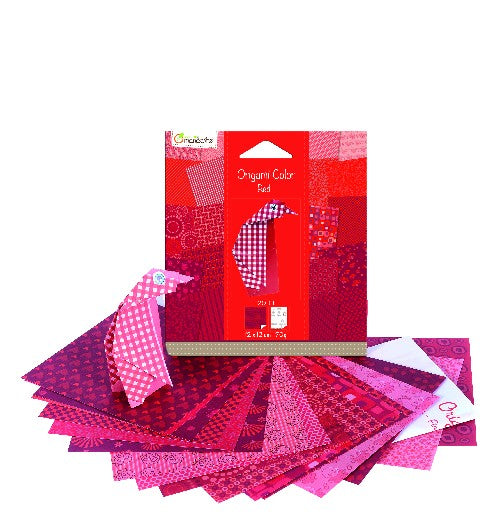 Carta Per Origami 20+1 Fogli Fantasie Rosse 12x12cm