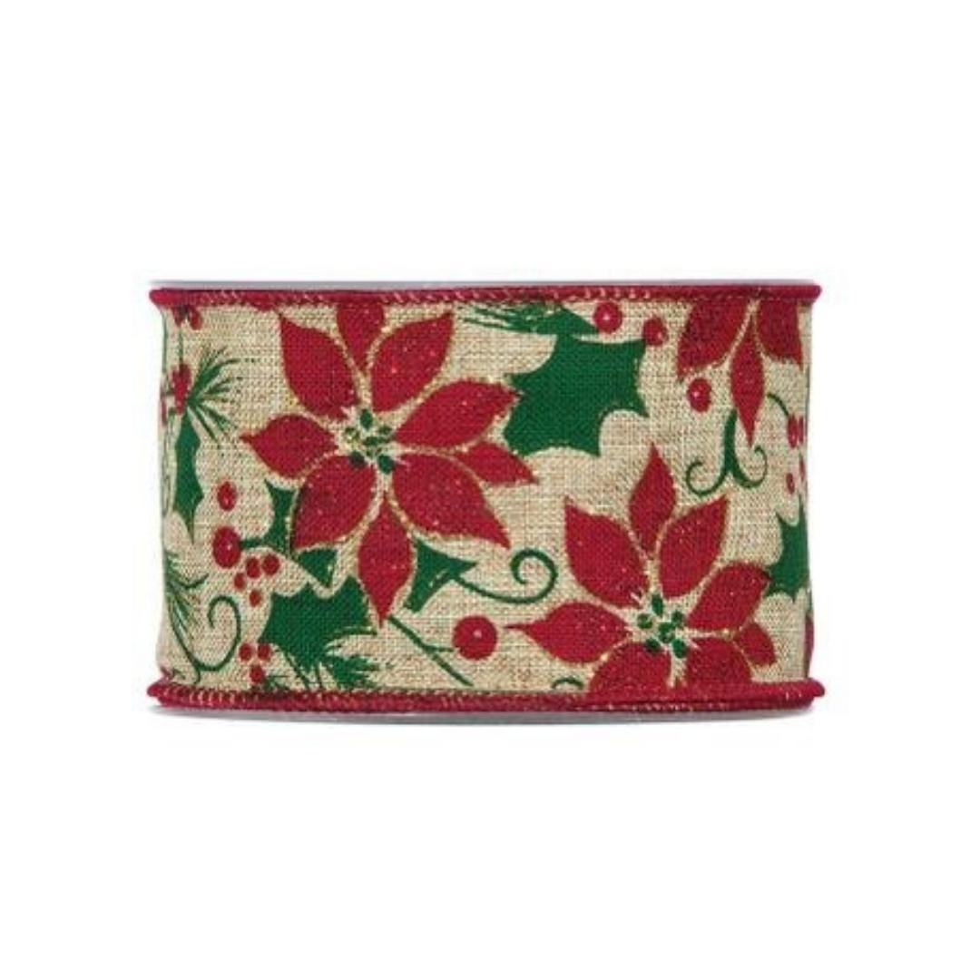 Nastro In Tessuto Stella Di Natale 63mmx10m
