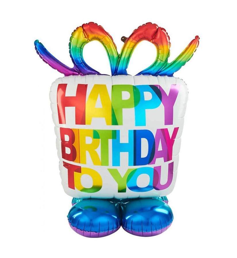 Palloncino Metalfoil Happy Birthday Sagomato Arcobaleno 50" 127cm