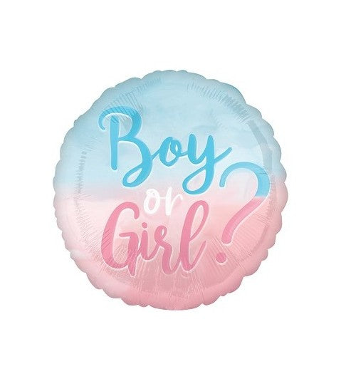 Palloncino Metalfoil Tondo Baby Shower Boy Or Girl 18" 46cm
