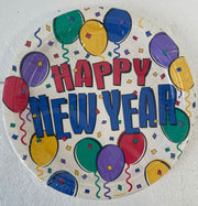Piatti Di Carta Happy New Year Con Palloncini Colorati 22CM 8PZ.