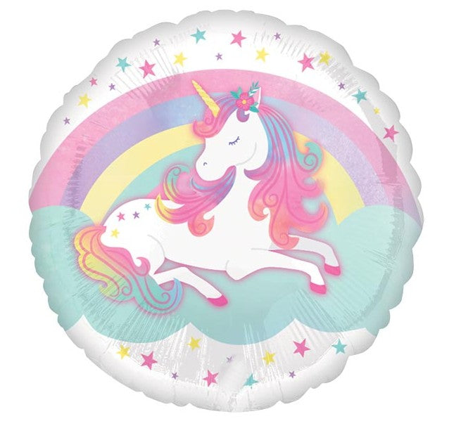 Palloncino Metalfoil Rosa Tondo Unicorno 18" 46cm
