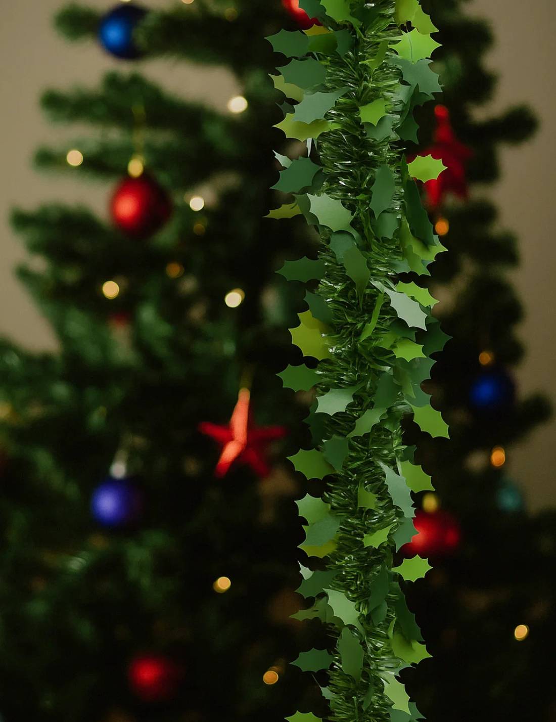 Addobbo Di Natale Ghirlanda Festone Con Agrifoglio 270cm