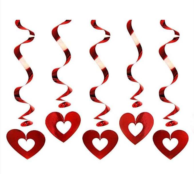 Festoni Decorativi San Valentino Cuori Rossi Aperti 60cm 5pz.