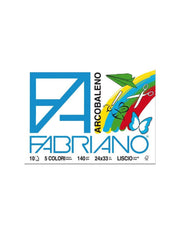 Album da Disegno Fabriano Arcobaleno 5 Colori Liscio 24x33cm 140g 10 Fogli