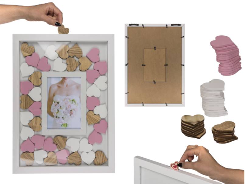 Libro degli Ospiti in Cornice con Cuori in Legno