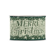 Nastro In Tessuto Verde E Fantasia Bianca "Merry Christmas" 63mmx10m