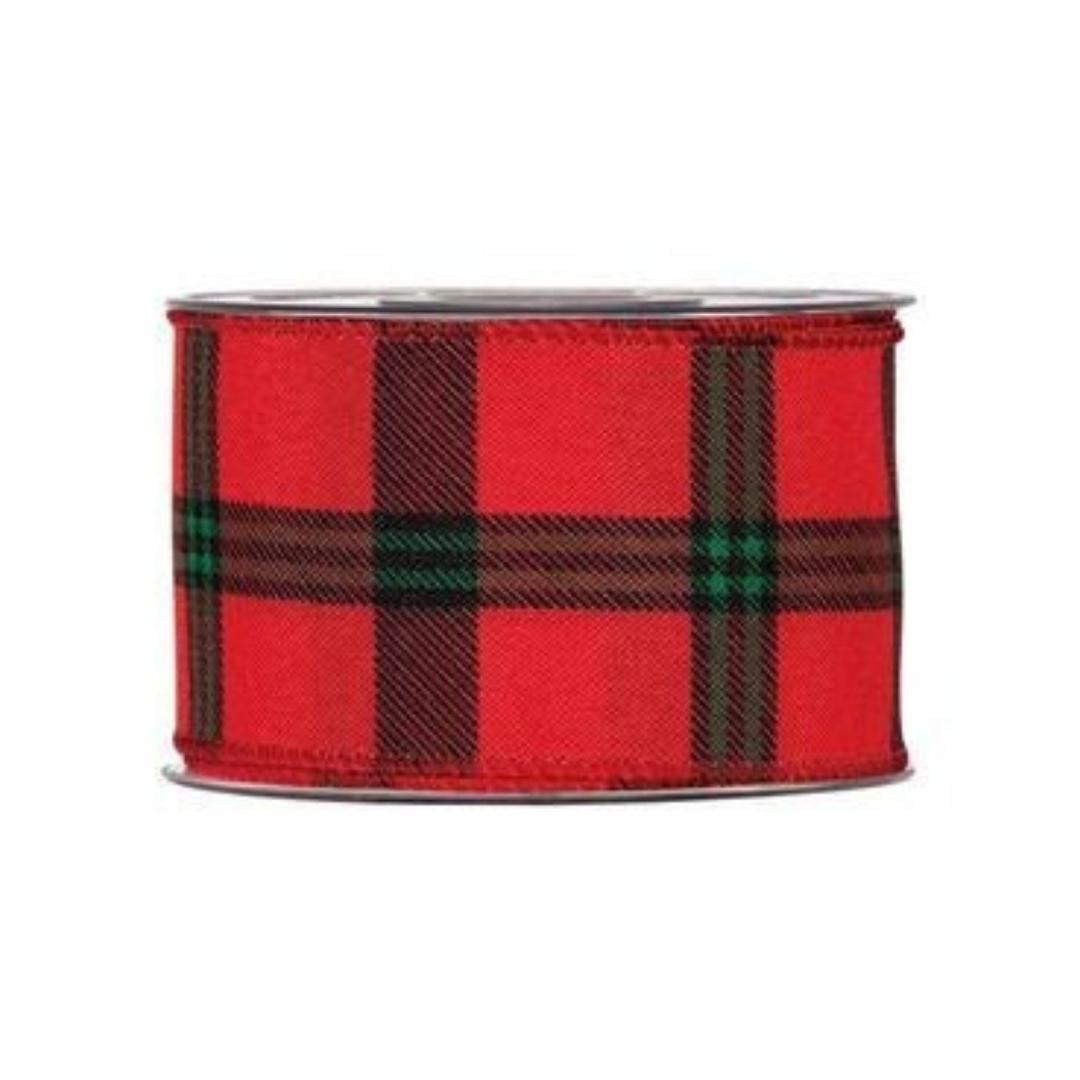 Nastro In Tessuto Scozzese Rosso E Verde 63mmx10m