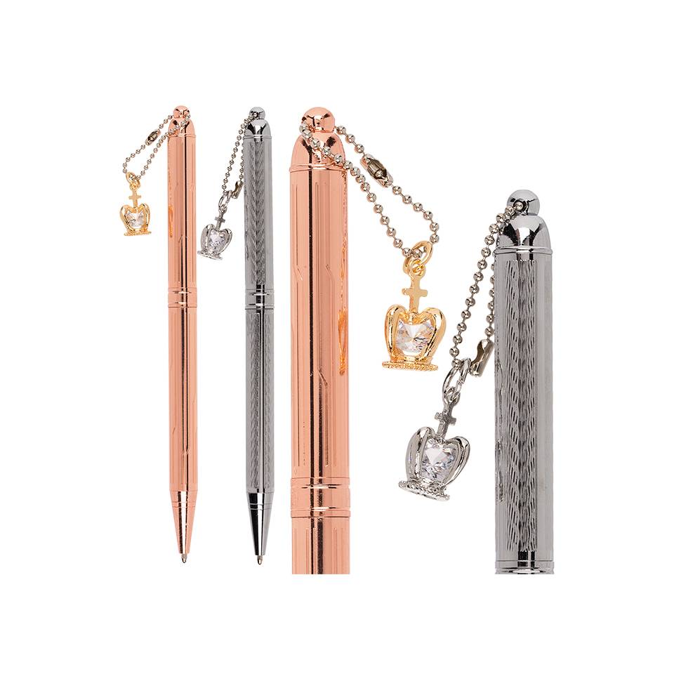 Penna in Metallo Con Corona Pendente Assortita