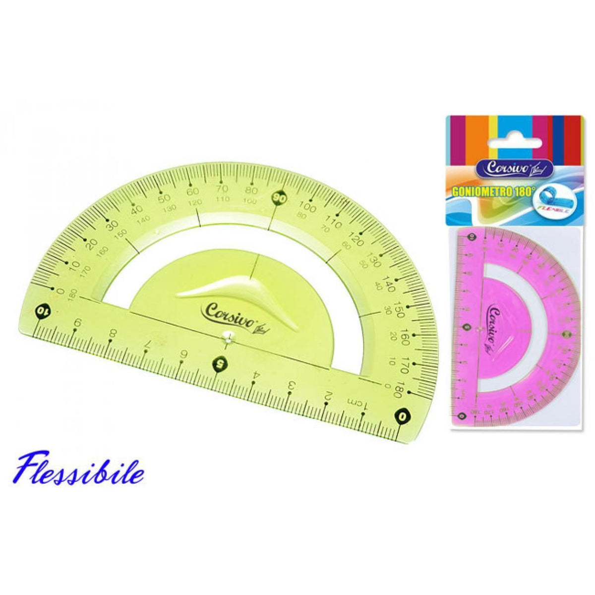 Goniometro In Plastica Flessibile 180° 9cm Colori Assortiti