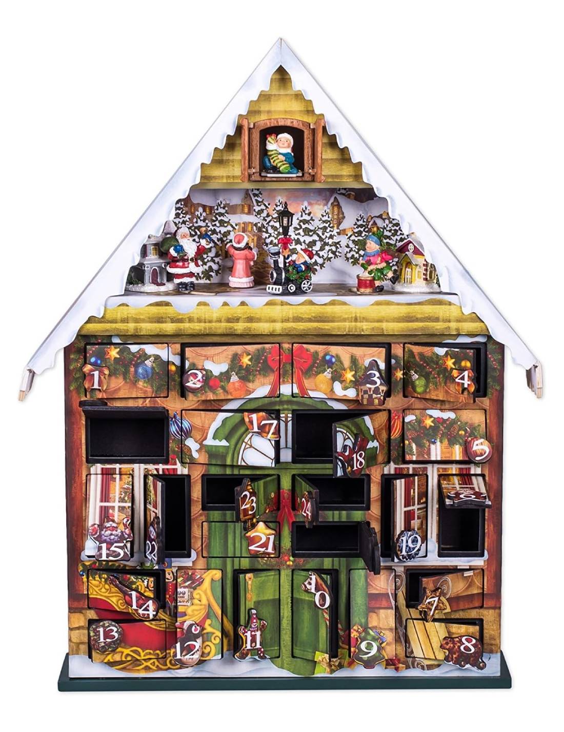 Carillon Villaggio Di Natale Calendario Dell'Avvento 55cm