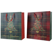 Busta Sacchetto Natale Fantasia Tartan Albero Assortito 16x42x48cm