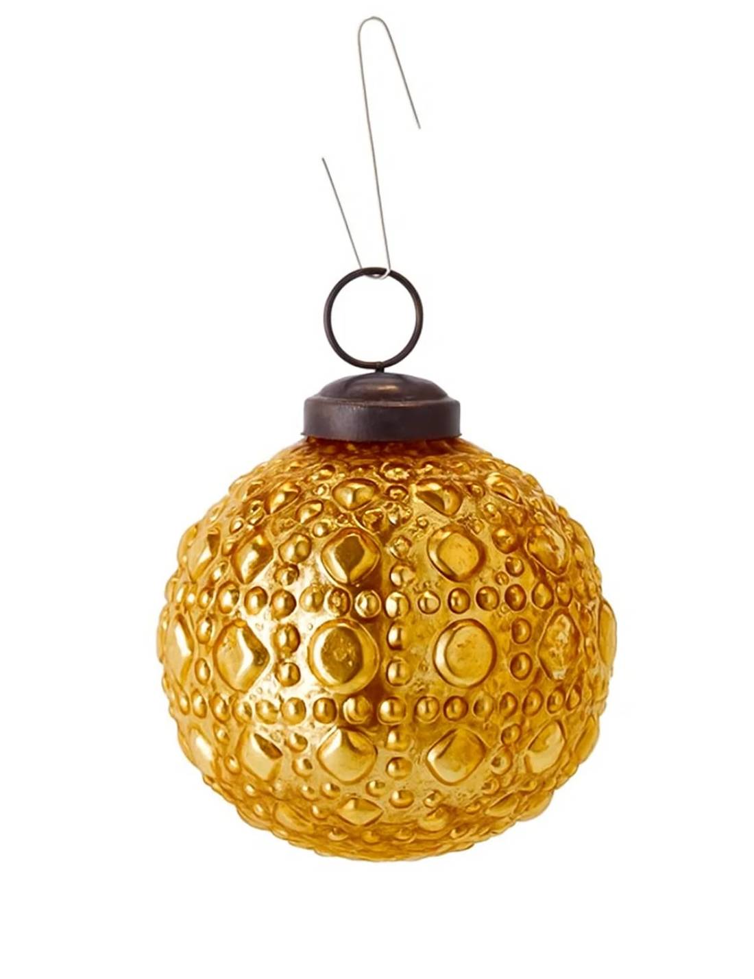Pallina Albero Di Natale In Vetro Oro Rilievo 8cm