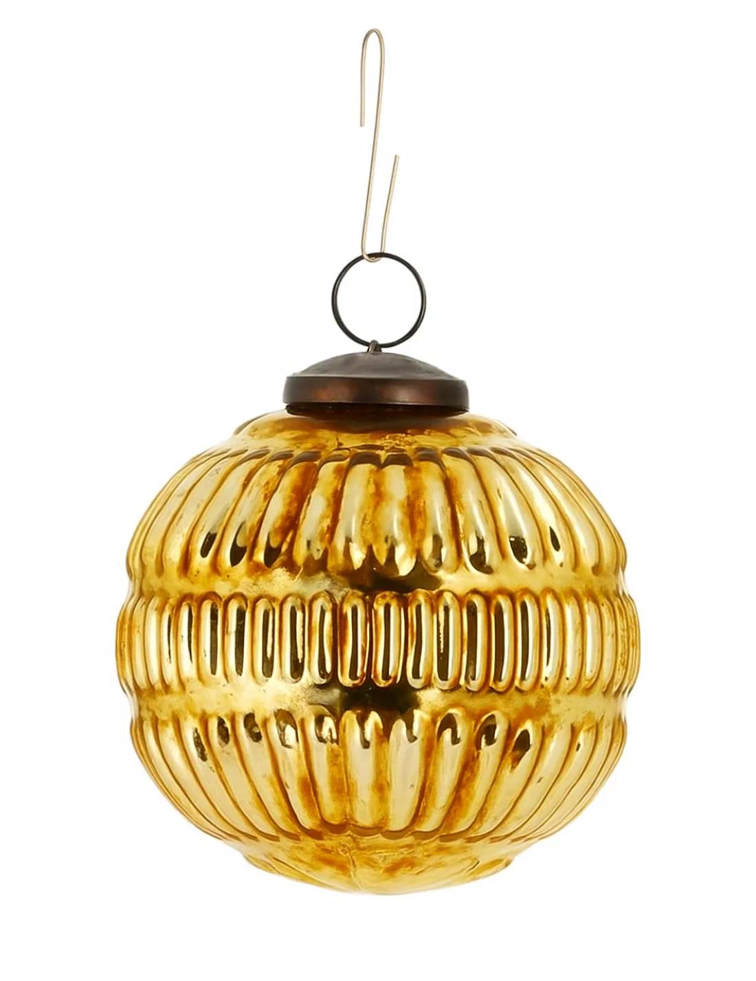 Pallina Albero Di Natale In Vetro Oro Colonna 10cm