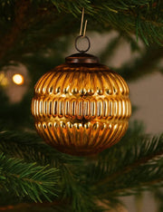 Pallina Albero Di Natale In Vetro Oro Colonna 10cm