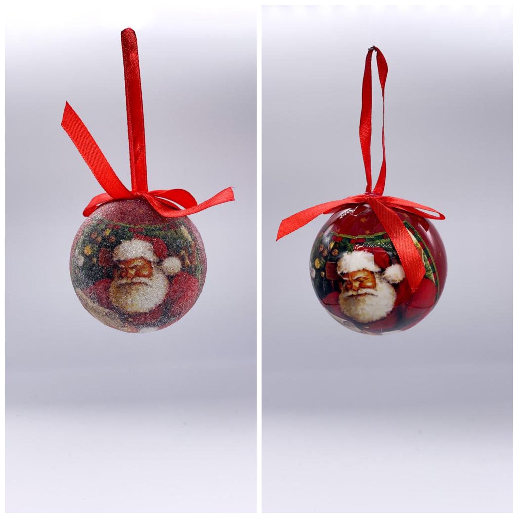 Palline Albero Di Natale In Vetro Con Babbo Natale 8cm