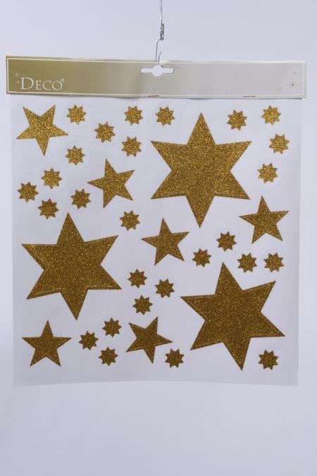 Adesivi Natalizi Stelle Oro Glitterate