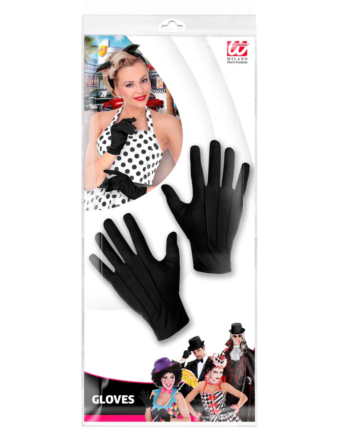 Accessorio Di Halloween Carnevale Guanti Neri Unisex