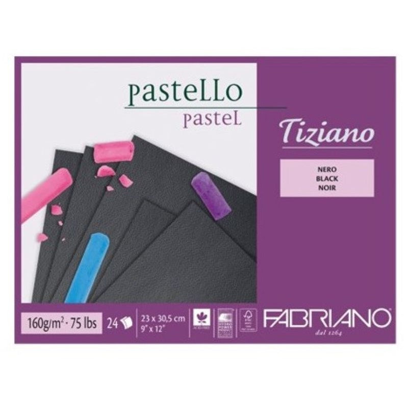 Album Tiziano Pastello Fabriano Nero 23x30,5cm 160g/m² 24 Fogli