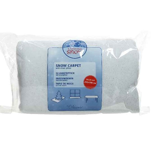 Addobbo Natale Tappeto Effetto Neve Glitterata 250x100cm