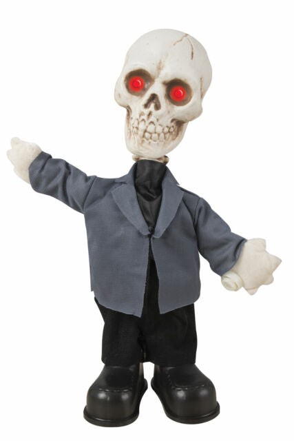 Scheletro Animato Con Abito Suono E Luci 42cm Ornamenti Halloween