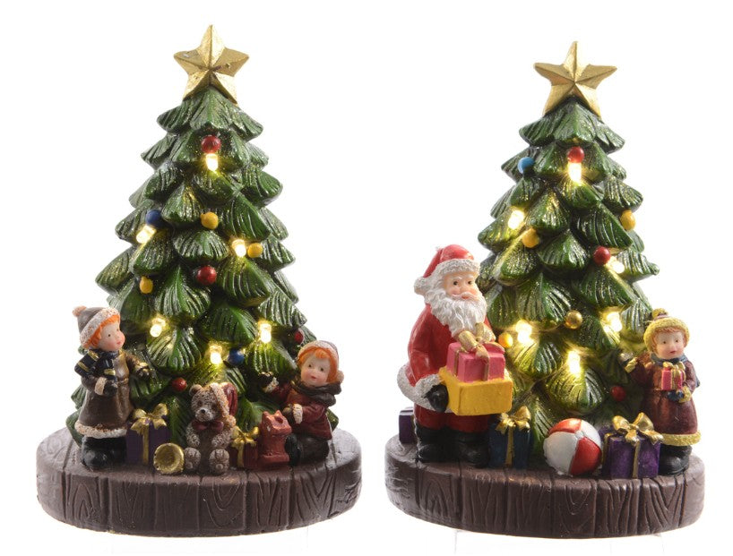 Carillon Natale Abero Con Babbo Natale Bambini E Regali Con Luce Prodotto Assortito