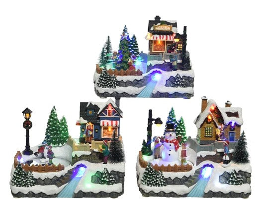 Carillon Di Natale Scenario Festivo LED h15cm Prodotto Assortito