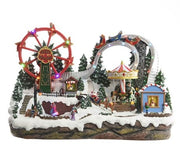 Carillon Luna Park Di Natale Con Luci LED 33x54x36cm