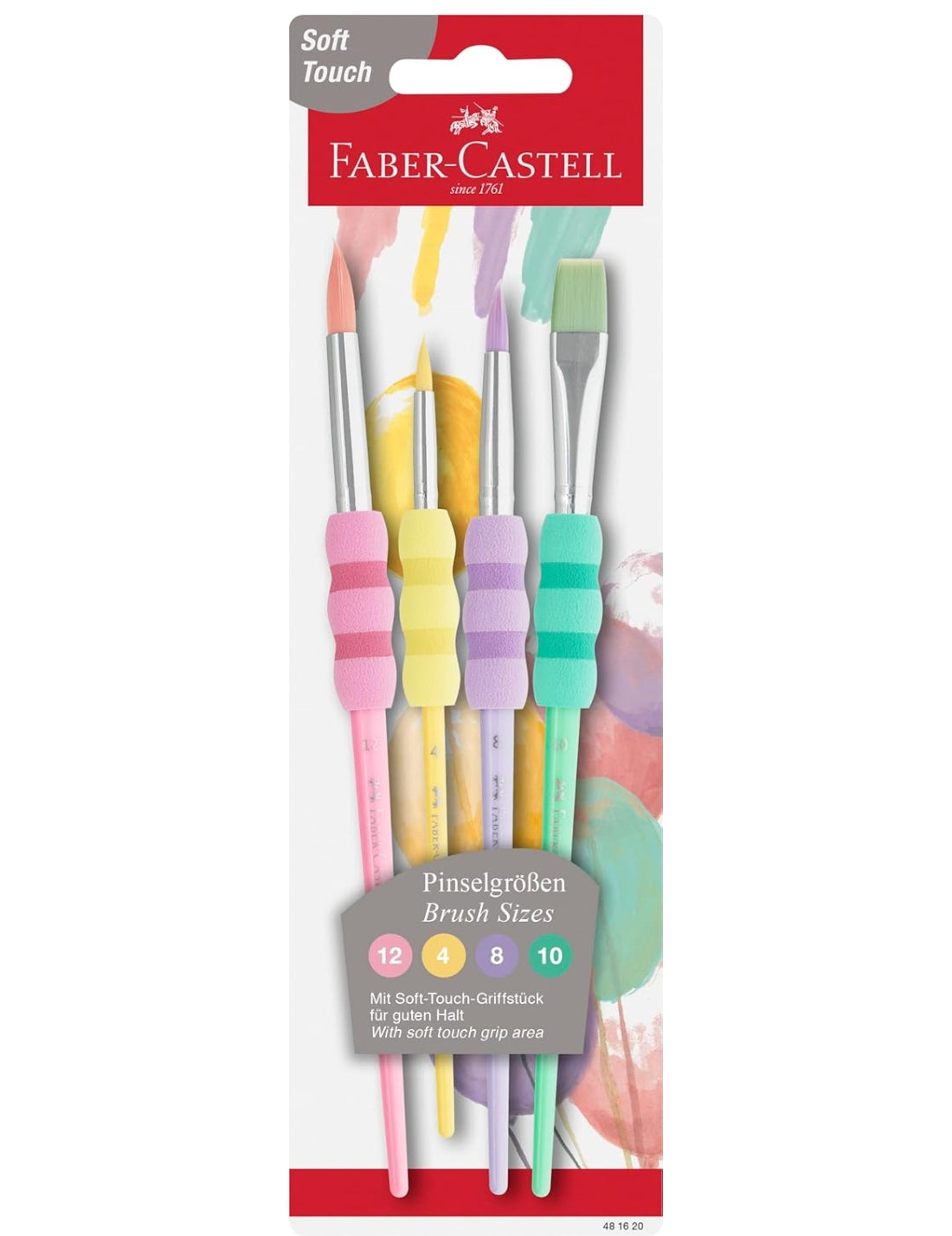 Set 4 Pennelli 4 Misure Con Impugnatura Morbida