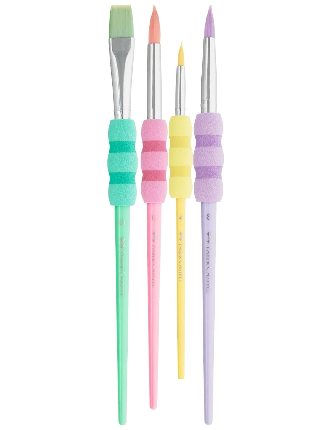 Set 4 Pennelli 4 Misure Con Impugnatura Morbida