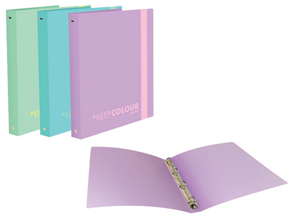 Raccoglitore Ad Anelli Keep Colour A4 D15 Colori Pastello Assortiti