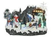 Carillon Natale Scenario Pupazzo Di Neve E Bambini
