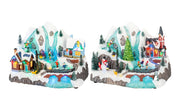 Carillon Natale Scenario Villaggio Innevato Con Ponte Luci E Movimento Prodotto Assortito