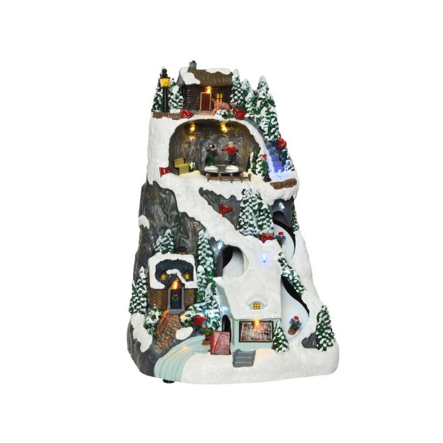 Carillon Natale Scenario Montagna Innevata Con Case