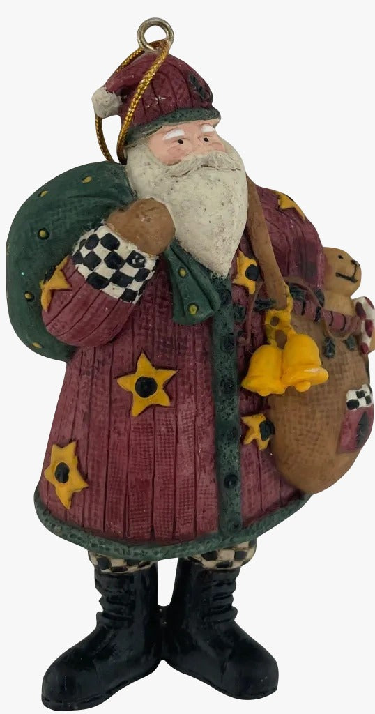 Addobbo Albero Babbo Natale Con Borsa E Cane 8cm